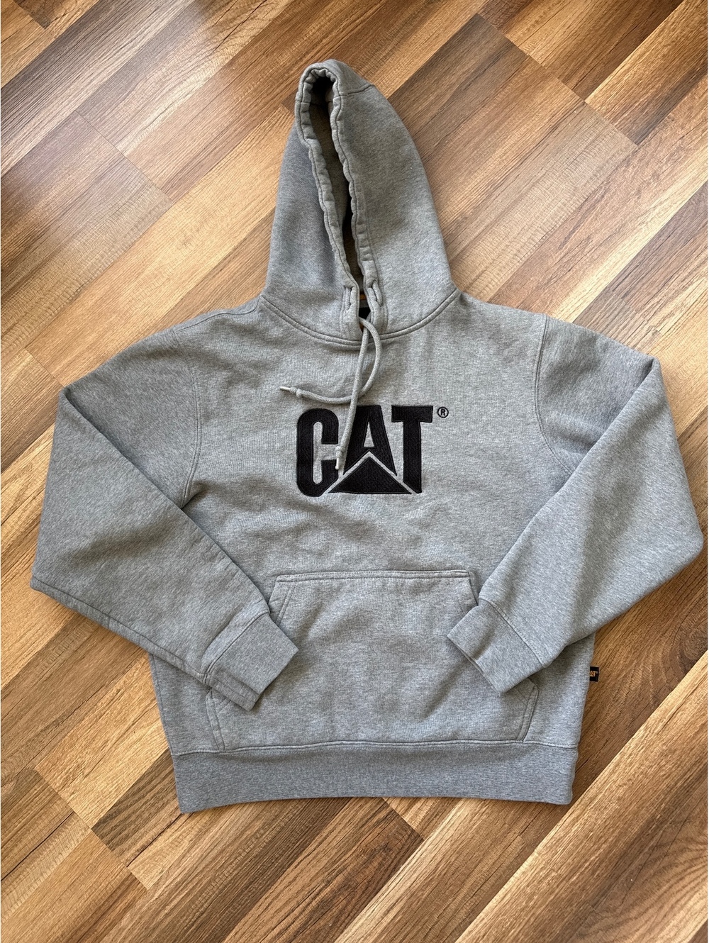 CAT Caterpillar Hoodie Men's Small Gray Pullover Logo Sweatshirt Workwear